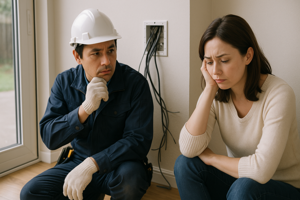 NURO光の工事が遅いのを悩んでいる女性