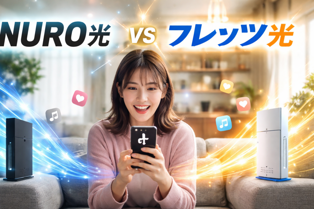 【NURO光 vs フレッツ光】TikTokがサクサクなのはどっち考えている女性