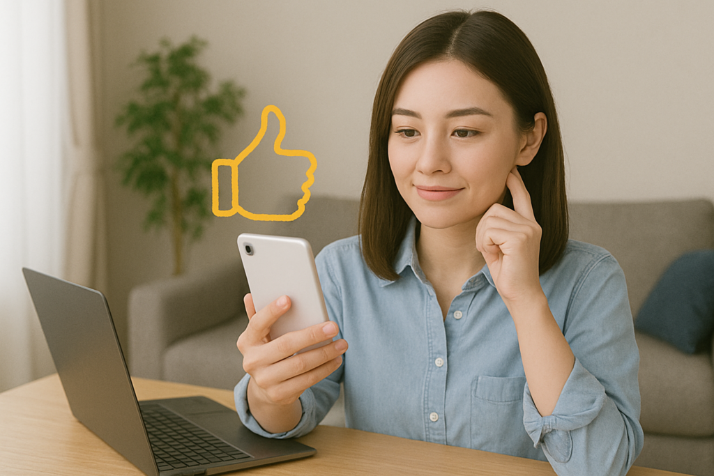 NURO光のメリット・デメリットを調べている女性