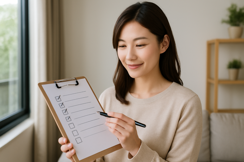 NURO光の工事前チェックしている女性