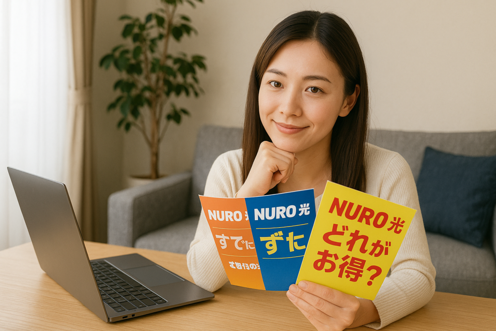 NURO光のキャンペーンはどれがお得か考えている女性