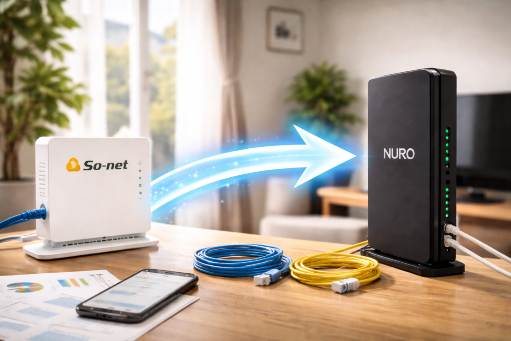 ルーター間の青い矢印